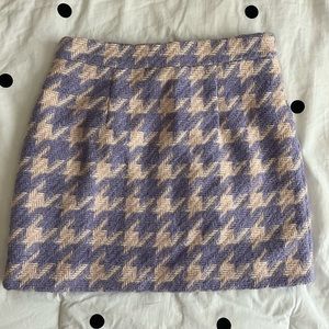 PINK AND PURPLE HOUNDSTOOTH WOOL SKIRT